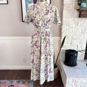 Vintage 90s Floral Shirt Dress Carol Anderson Made in USA Belted Size 2 Petite